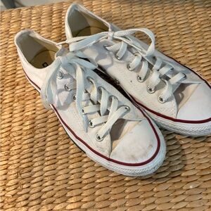 Converse White Canvas Sneakers with Red Accents